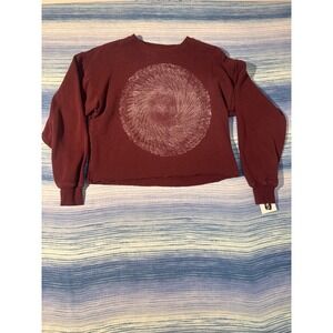Upcycled One of One Sun Block Print Cropped Sweatshirt Burgundy XXS